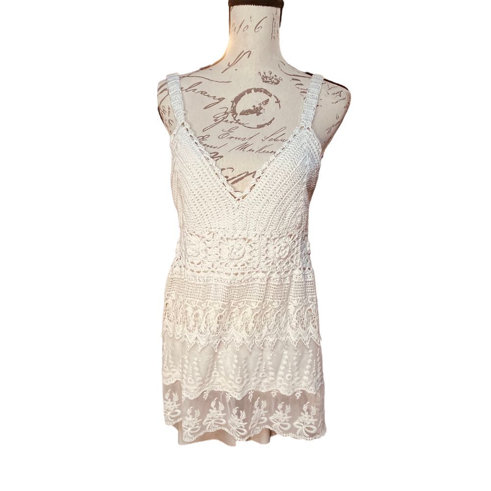 RXB Cream Crochet Lace Tank Top